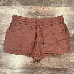 Athleta Cabo 100% Linen 4” Summer Shorts Drawstring Elastic Waistband Size 20